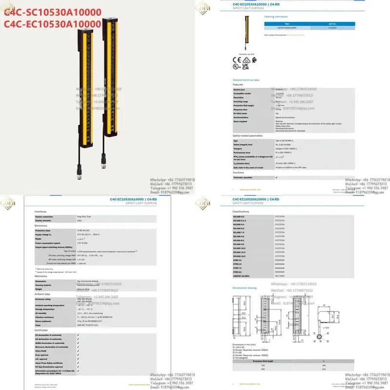 Sick Brand Safety Light Curtains C4C-SC10530A10000 C4C-EC10530A10000 Part No. 1113244 1113223 New in Stock
Sick Brand Safety Light Curtains C4C-SC10530A10000 C4C-EC10530A10000 Part No. 1113244 1113223 New in Stock