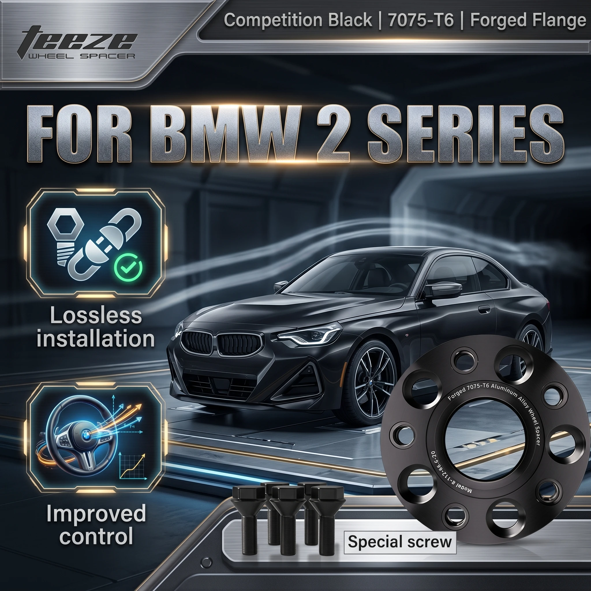 TEEZE Forged Aluminum Wheel Spacers 5x112 CB 66.6mm M14x1.25 Hubcentric Adapters For BMW 2 Series F44 G42 M240i M2 G87 1Pc
TEEZE Forged Aluminum Wheel Spacers 5x112 CB 66.6mm M14x1.25 Hubcentric Adapters For BMW 2 Series F44 G42 M240i M2 G87 1Pc