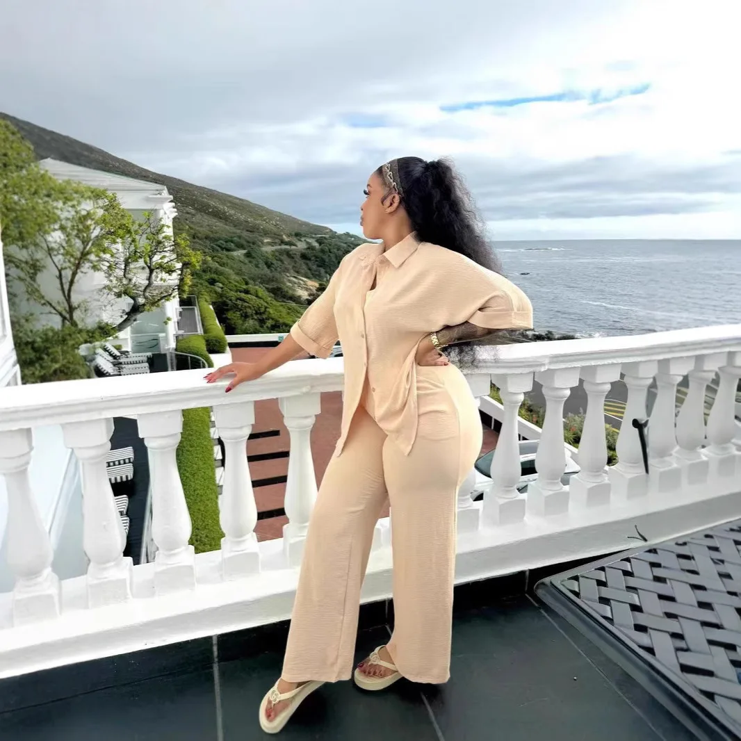 clothing suit European and American casual and comfortable solid color cotton and linen medium-sleeved shirt straight trousers
clothing suit European and American casual and comfortable solid color cotton and linen medium-sleeved shirt straight trousers