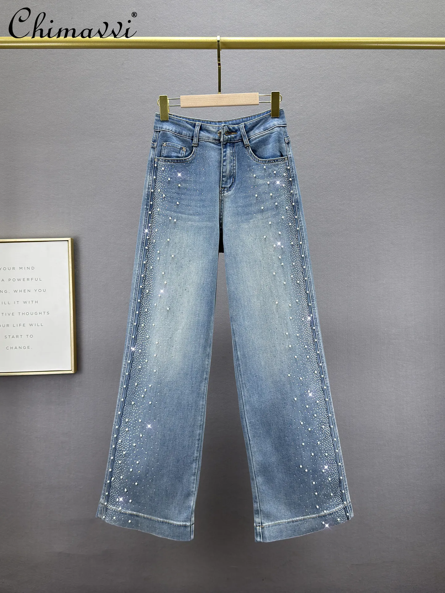 Heavy Beaded and Rhinestone Straight-leg Denim Jeans for Women New Spring Fashion High-waisted Slim and Distressed Long Pants
Heavy Beaded and Rhinestone Straight-leg Denim Jeans for Women New Spring Fashion High-waisted Slim and Distressed Long Pants