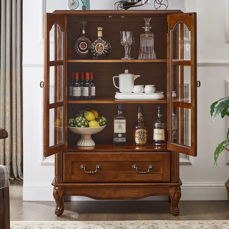 American all solid wood wine cabinet display & European living room TV side cabinet dining room glass door storage tea table
American all solid wood wine cabinet display & European living room TV side cabinet dining room glass door storage tea table