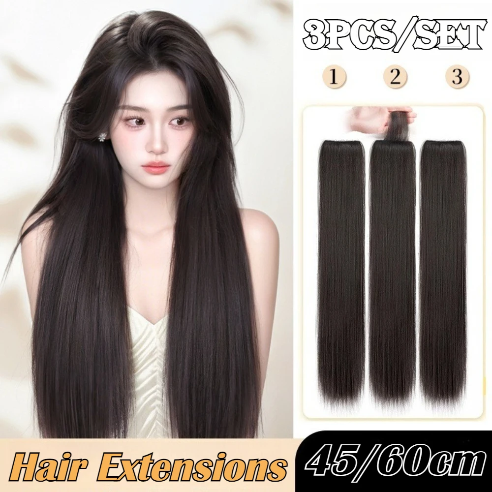 3pcs/Set Synthetic Long Straight Hairstyle Hair Extension 45/60cm Invisible Clips-in Hair Extensions Hairpieces for Women Daily
3pcs/Set Synthetic Long Straight Hairstyle Hair Extension 45/60cm Invisible Clips-in Hair Extensions Hairpieces for Women Daily
