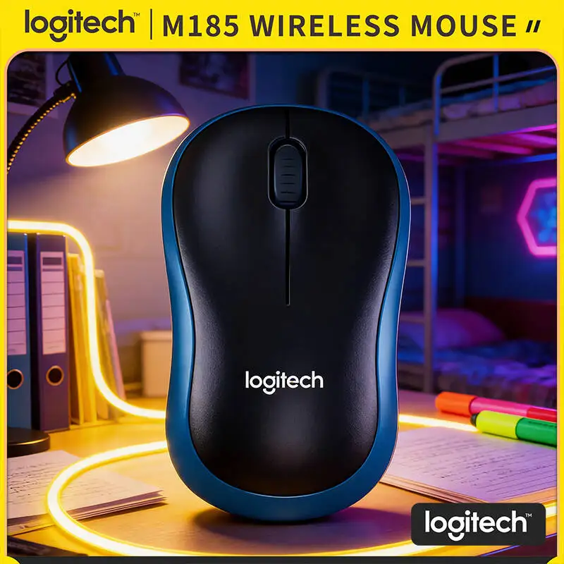 Logitech M185 Compact Wireless Mouse Plug & Play 1000 DPI Optical Sensor 10m Range 12-Month Battery Office