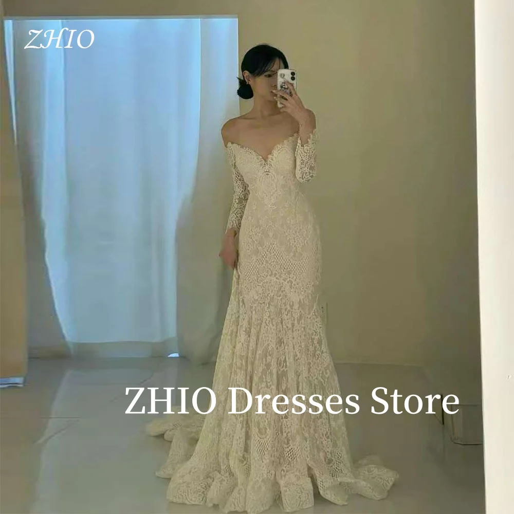 ZHIO Lace Wedding Party Dresses Off the Shoulder Mermaid Korea Photo Shoot Bridal Evening Gowns Corset Customized
ZHIO Lace Wedding Party Dresses Off the Shoulder Mermaid Korea Photo Shoot Bridal Evening Gowns Corset Customized