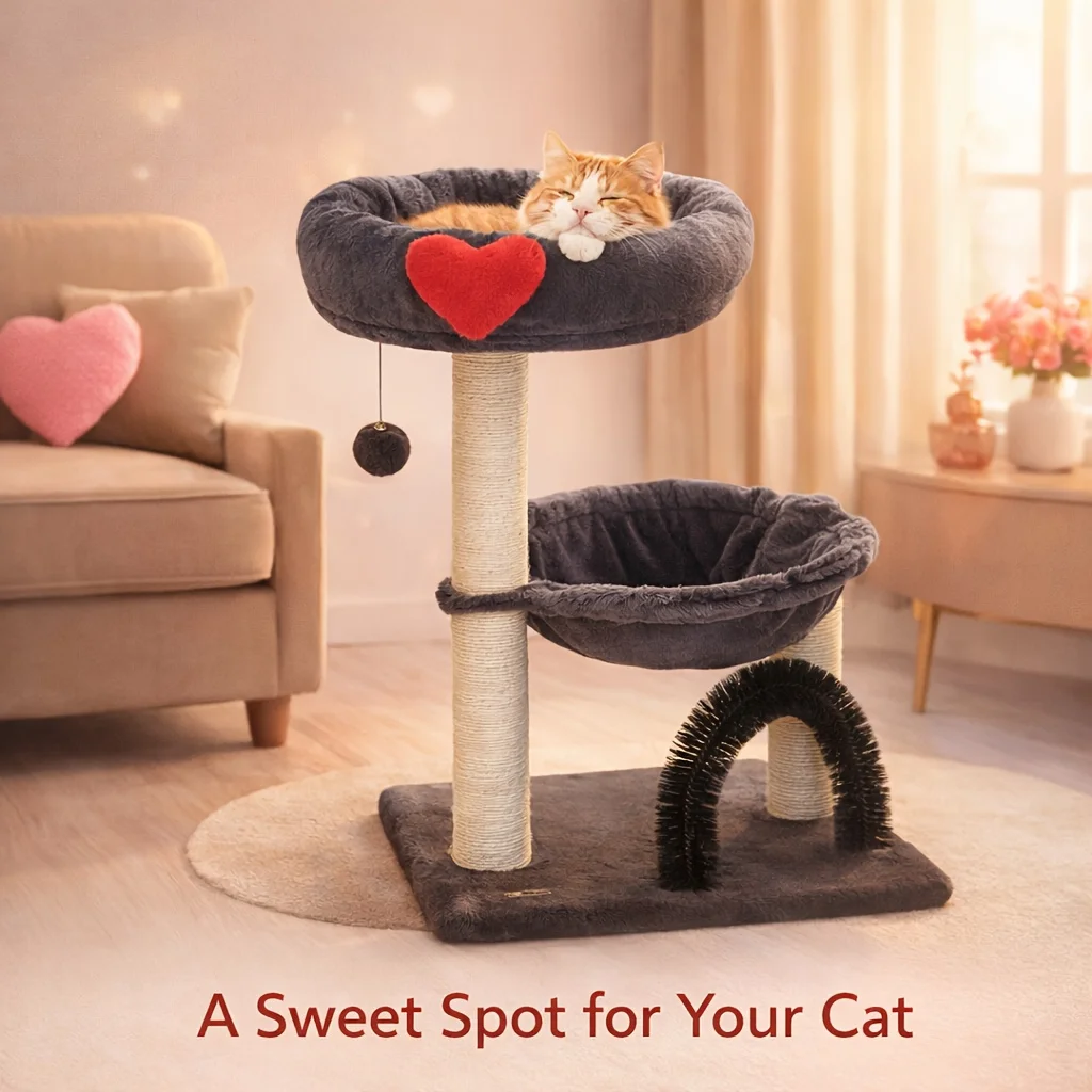 Cat Scratching Post with Cozy Perch And Hanging Toy, 27.8 Inch Cat Tree for Indoor Cats, Soft Plush Design, Valentine Style Cat Furniture
Cat Scratching Post with Cozy Perch And Hanging Toy, 27.8 Inch Cat Tree for Indoor Cats, Soft Plush Design, Valentine Style Cat Furniture