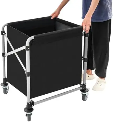 Commercial Laundry Cart with Wheels, Foldable 180 L Rolling Laundry Basket with Removable Waterproof Canvas Lined
Commercial Laundry Cart with Wheels, Foldable 180 L Rolling Laundry Basket with Removable Waterproof Canvas Lined