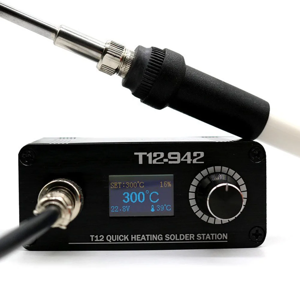 Power Compatibility T12-942 Soldering Station Soldering Work Automatic Sleep Function Compact Size 88mm*41mm*38mm 
Power Compatibility T12-942 Soldering Station Soldering Work Automatic Sleep Function Compact Size 88mm*41mm*38mm