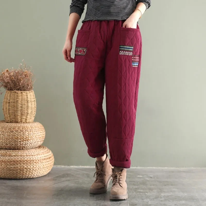 Winter Vintage Harem Pants Women Quilted Thickened Warm Baggy Plus Size Cotton Trousers Fall Retro Diamond Ethnic Style Pants
Winter Vintage Harem Pants Women Quilted Thickened Warm Baggy Plus Size Cotton Trousers Fall Retro Diamond Ethnic Style Pants
