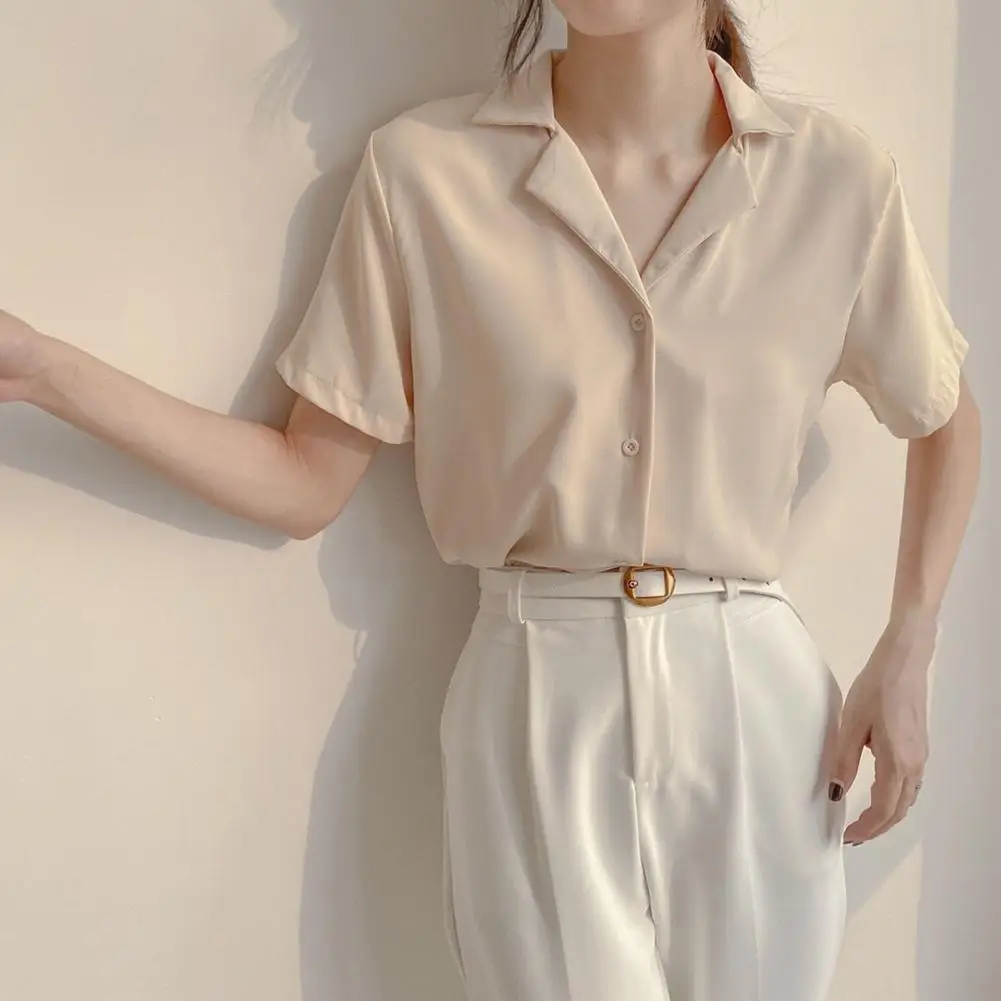 Simple Design Blouse Lapel Short Sleeve Women's Casual Shirt Solid Color Loose Fit for Party Vacation Workwear Women Lapel Shirt
Simple Design Blouse Lapel Short Sleeve Women's Casual Shirt Solid Color Loose Fit for Party Vacation Workwear Women Lapel Shirt