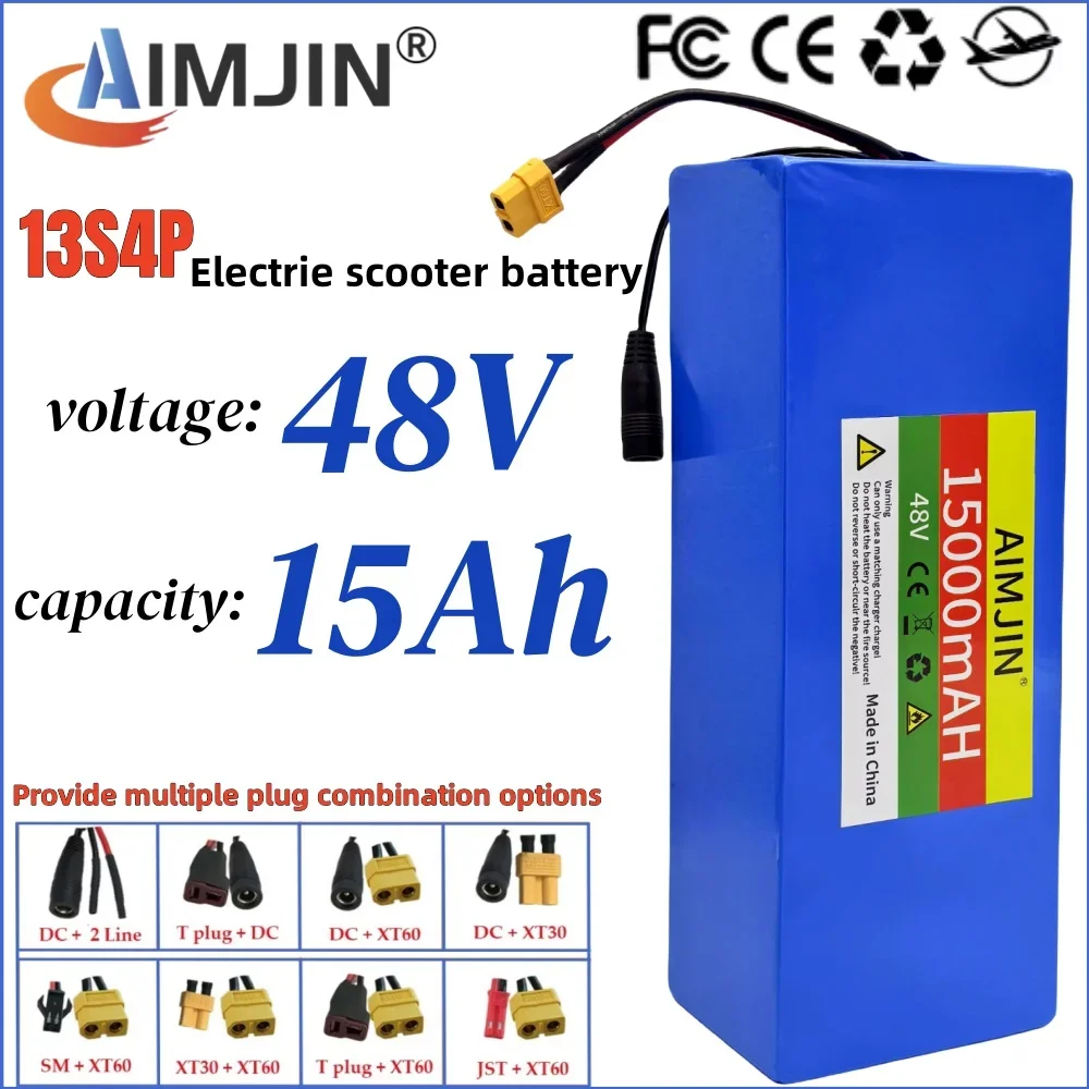 13S4P 15000mAh 48V Lithium-ion Battery Pack, 54.6V Charger, with BMS, Suitable for Electric Scooter Bicycle
13S4P 15000mAh 48V Lithium-ion Battery Pack, 54.6V Charger, with BMS, Suitable for Electric Scooter Bicycle