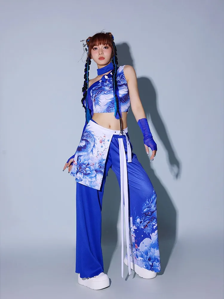 Blue National Style Jazz Dance Outfit Women's Group Performance Clothes Sexy Trendy Stage Costume Health Fabric 18-25 Years Old
Blue National Style Jazz Dance Outfit Women's Group Performance Clothes Sexy Trendy Stage Costume Health Fabric 18-25 Years Old