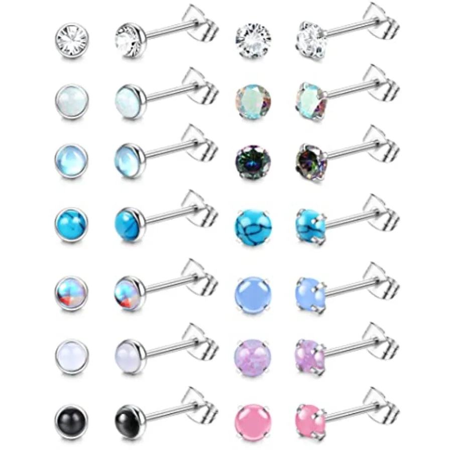 14 Pairs Hypoallergenic Surgical Steel Earrings for Women Men Small Stud Earrings CZ Opal Moonstone Turquoise Earrings Studs Se
14 Pairs Hypoallergenic Surgical Steel Earrings for Women Men Small Stud Earrings CZ Opal Moonstone Turquoise Earrings Studs Se