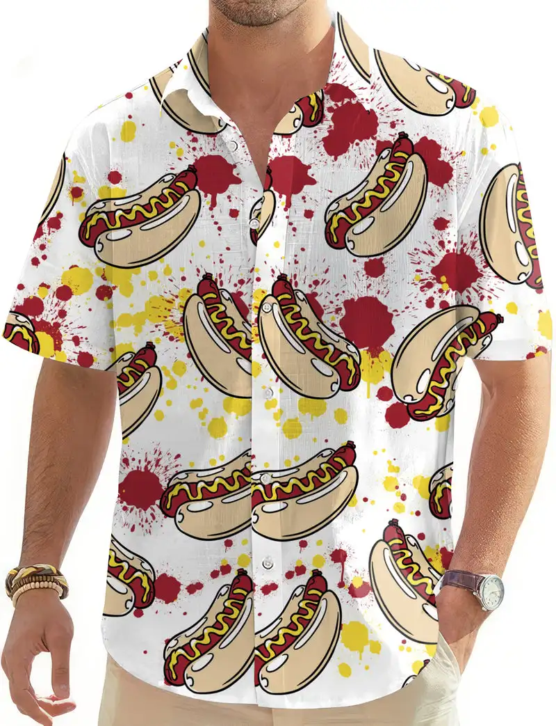 Hot Dog Burger Men's Shirt Elegant Short Sleeved 3D Printed Top Women's Printed Holiday Vacation Beach Couple Shirt
Hot Dog Burger Men's Shirt Elegant Short Sleeved 3D Printed Top Women's Printed Holiday Vacation Beach Couple Shirt