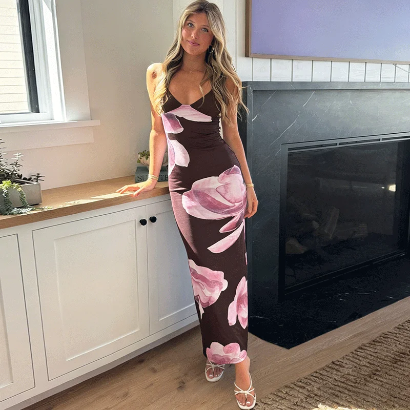 Ticketsx Women's Printed Long Dress Summer New V-Neck Contrast Sleeveless Sling Dresses Fashion Vintage Backless Vacation Dress
Ticketsx Women's Printed Long Dress Summer New V-Neck Contrast Sleeveless Sling Dresses Fashion Vintage Backless Vacation Dress