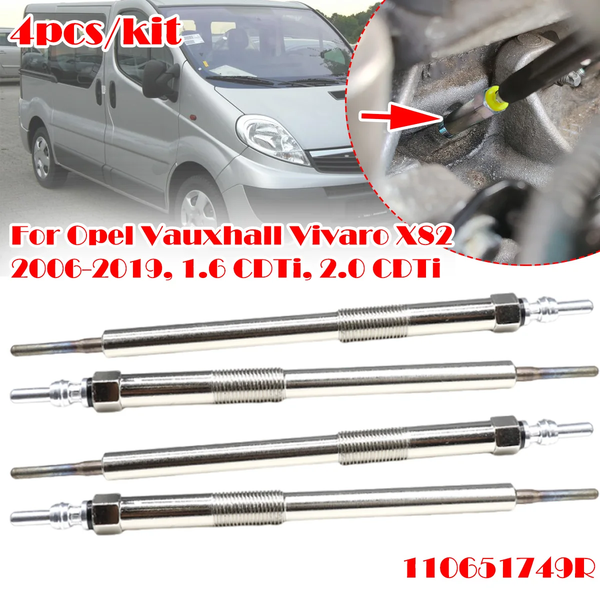 4PC Car Diesel Heater Nickel Plating Glow Plugs 4.5V For Opel Vauxhall Vivaro X82 2006-2019 1.6 2.0 CDTi 110651749R 110650819R
4PC Car Diesel Heater Nickel Plating Glow Plugs 4.5V For Opel Vauxhall Vivaro X82 2006-2019 1.6 2.0 CDTi 110651749R 110650819R