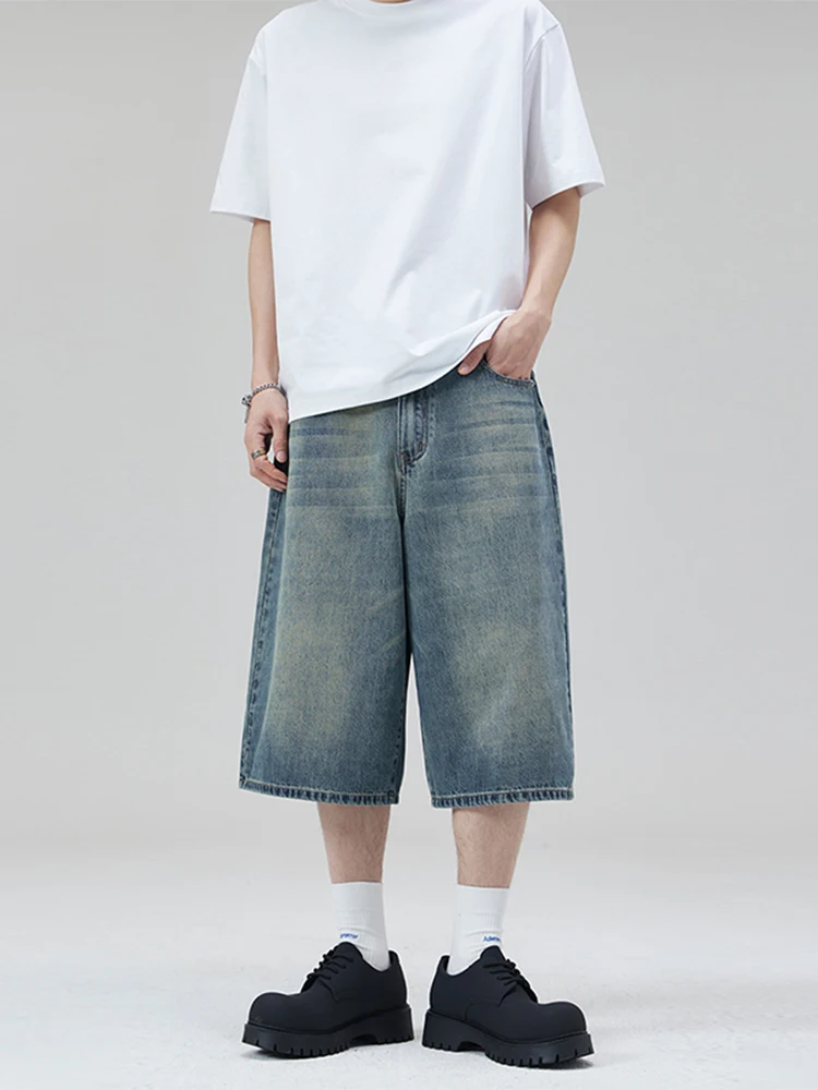 Ретро-джинсы в американском стиле с широкими штанинами, длина до колена, унисекс, свободный крой, повседневные, летние, модные, брендовые, джинсы из денима.
Ретро-джинсы в американском стиле с широкими штанинами, длина до колена, унисекс, свободный крой, повседневные, летние, модные, брендовые, джинсы из денима.