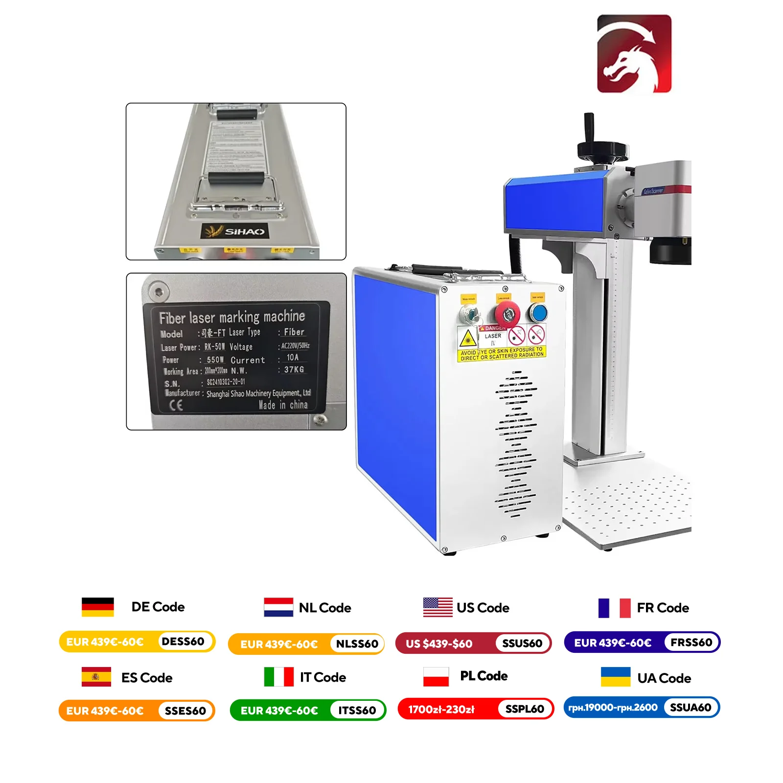 VEVOR Laser Marking Machine 30/50W Fiber Laser Engraving Machine Metal Stainless Steel Cutting Gold Silver Ring Laser Engraver
VEVOR Laser Marking Machine 30/50W Fiber Laser Engraving Machine Metal Stainless Steel Cutting Gold Silver Ring Laser Engraver