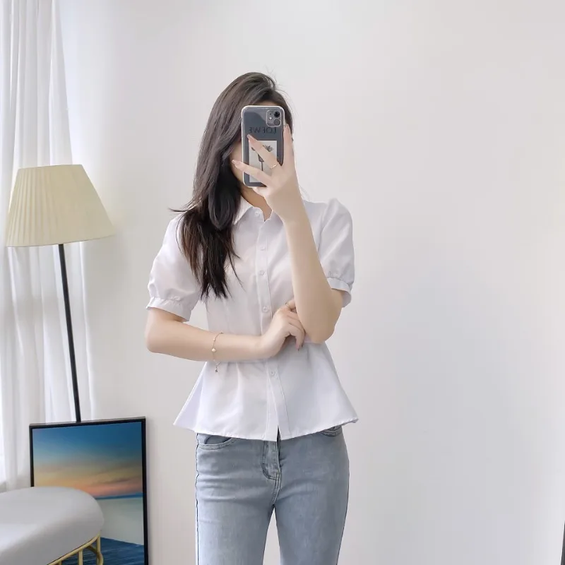 Women Lapel Puff Short Sleeve Shirt Waist Slim Fit Peplum Hem Elegant Office Blouse Spring Summer Tops
Women Lapel Puff Short Sleeve Shirt Waist Slim Fit Peplum Hem Elegant Office Blouse Spring Summer Tops
