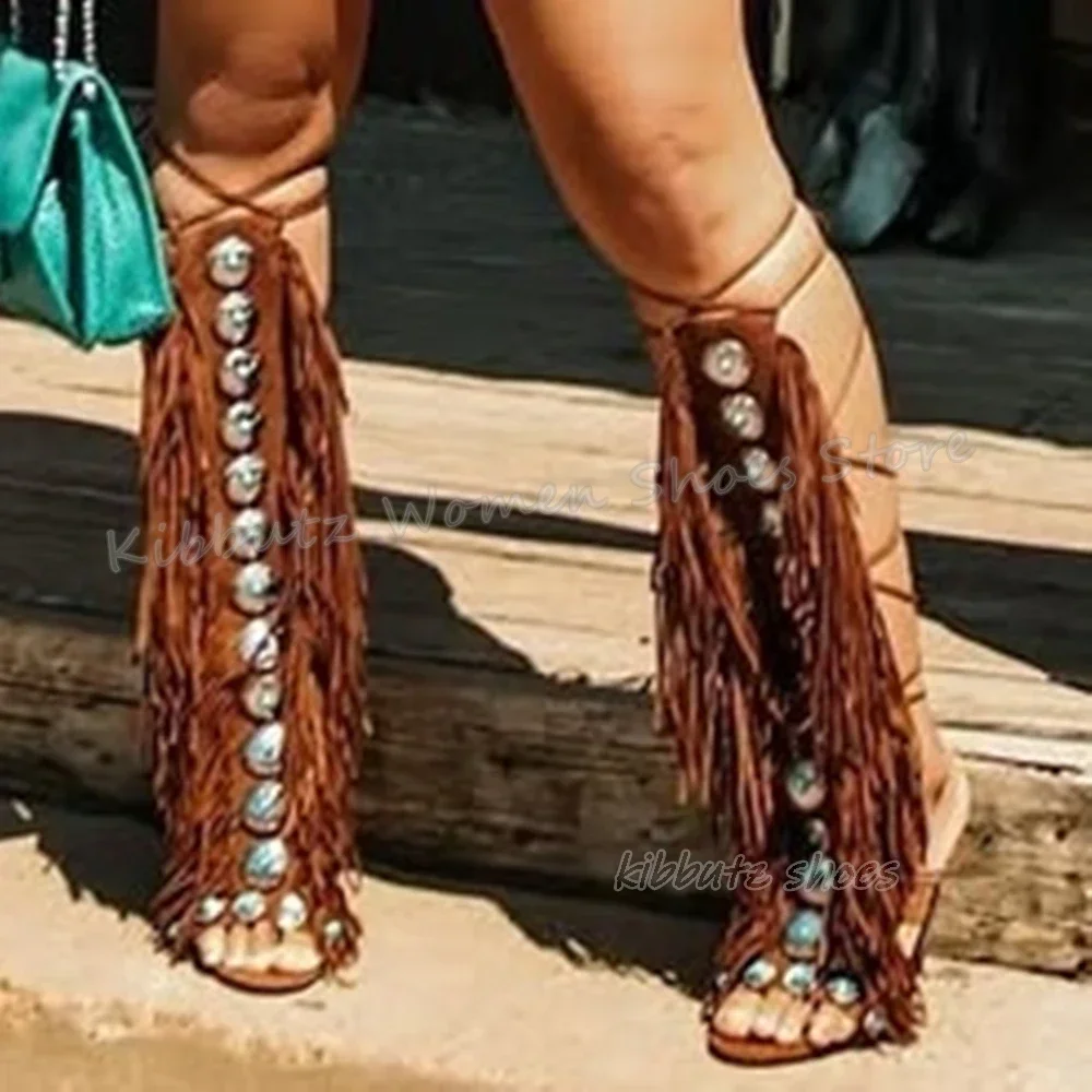 Tassels Suede Crystal Sandals Knee High Boots Glossy Solid Color Cross Strap Fashion Luxury Elegant Concise Women Shoes Newest
Tassels Suede Crystal Sandals Knee High Boots Glossy Solid Color Cross Strap Fashion Luxury Elegant Concise Women Shoes Newest