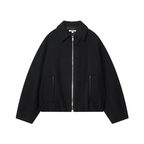 Veste bombardier ballon pour femme, avec col en laine contrastée, fermeture éclair, manches longues, manteaux chauds, Chic, hauts féminins, automne