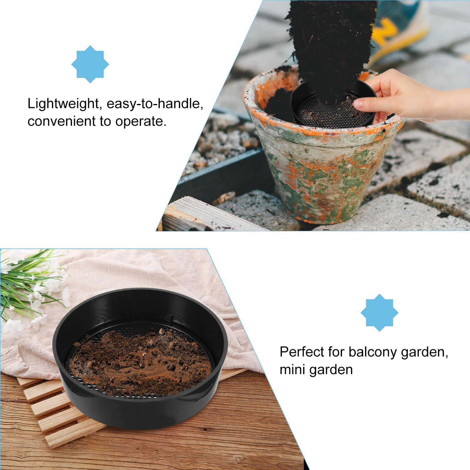 Soil Sieve Set Plastic Strainer Sifting Screen for Balcony Garden Mini Garden Compost Tool Gardening Tool Durable
Soil Sieve Set Plastic Strainer Sifting Screen for Balcony Garden Mini Garden Compost Tool Gardening Tool Durable