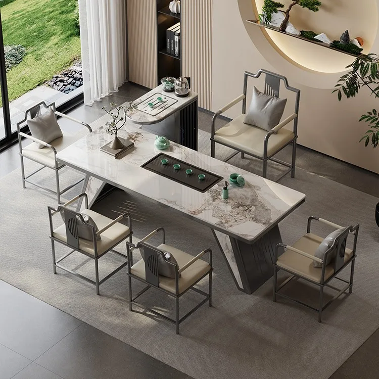 Rock slab tea table, simple large slab tea table set, office table and chair combination
Rock slab tea table, simple large slab tea table set, office table and chair combination