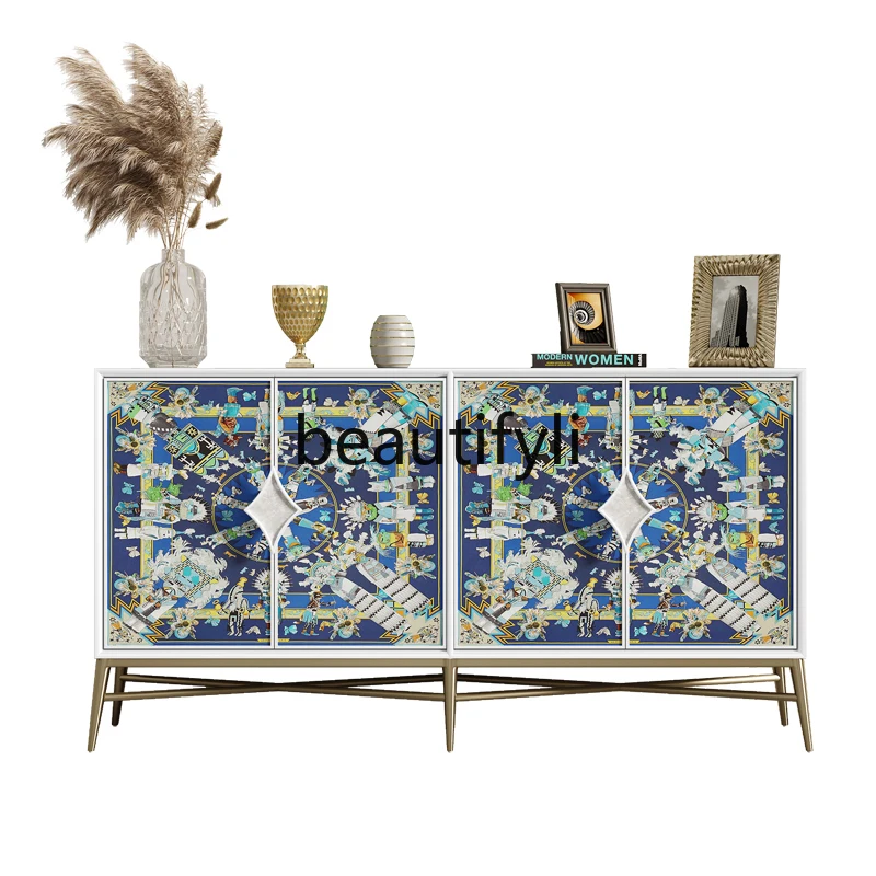 American light luxury dining side cabinet entrance entrance cabinet glass painted restaurant locker
American light luxury dining side cabinet entrance entrance cabinet glass painted restaurant locker
