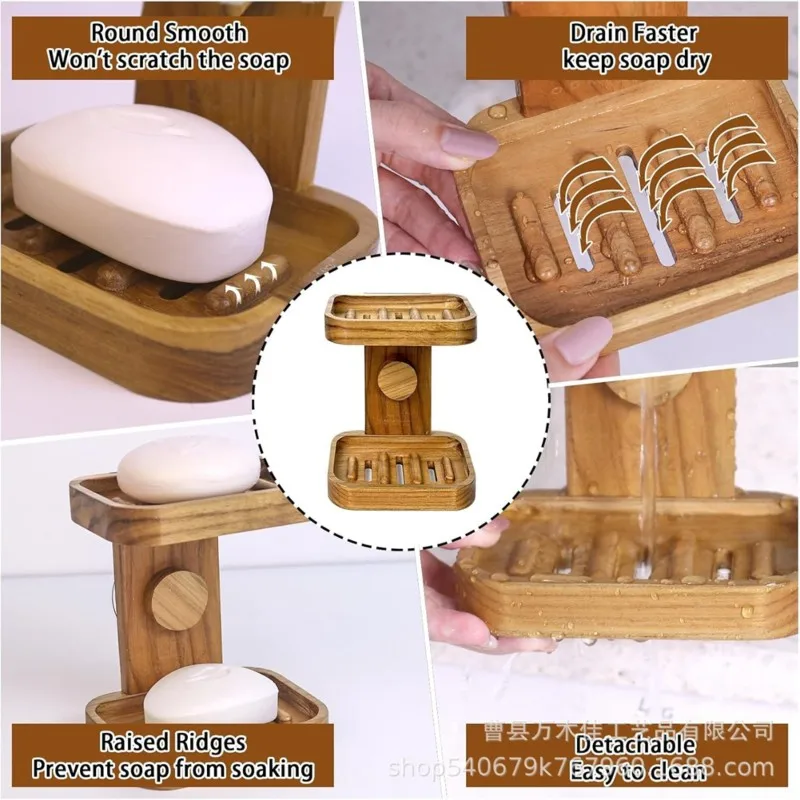 TFORU-Double-Layer Wall-Mounted Wooden Soap Dish, Detachable Bathroom Soap Storage Rack, Hanging Soap Drainer
TFORU-Double-Layer Wall-Mounted Wooden Soap Dish, Detachable Bathroom Soap Storage Rack, Hanging Soap Drainer