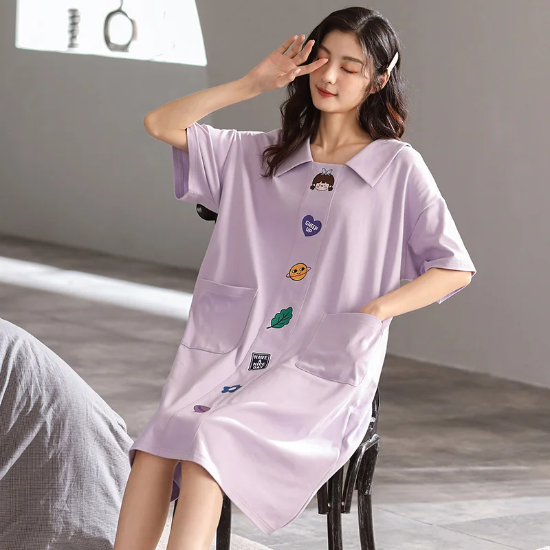 New Summer Nightgowns For Women Cute Cartoon Girls Nightwear Nightdress 100% Cotton Sleepshirt
New Summer Nightgowns For Women Cute Cartoon Girls Nightwear Nightdress 100% Cotton Sleepshirt