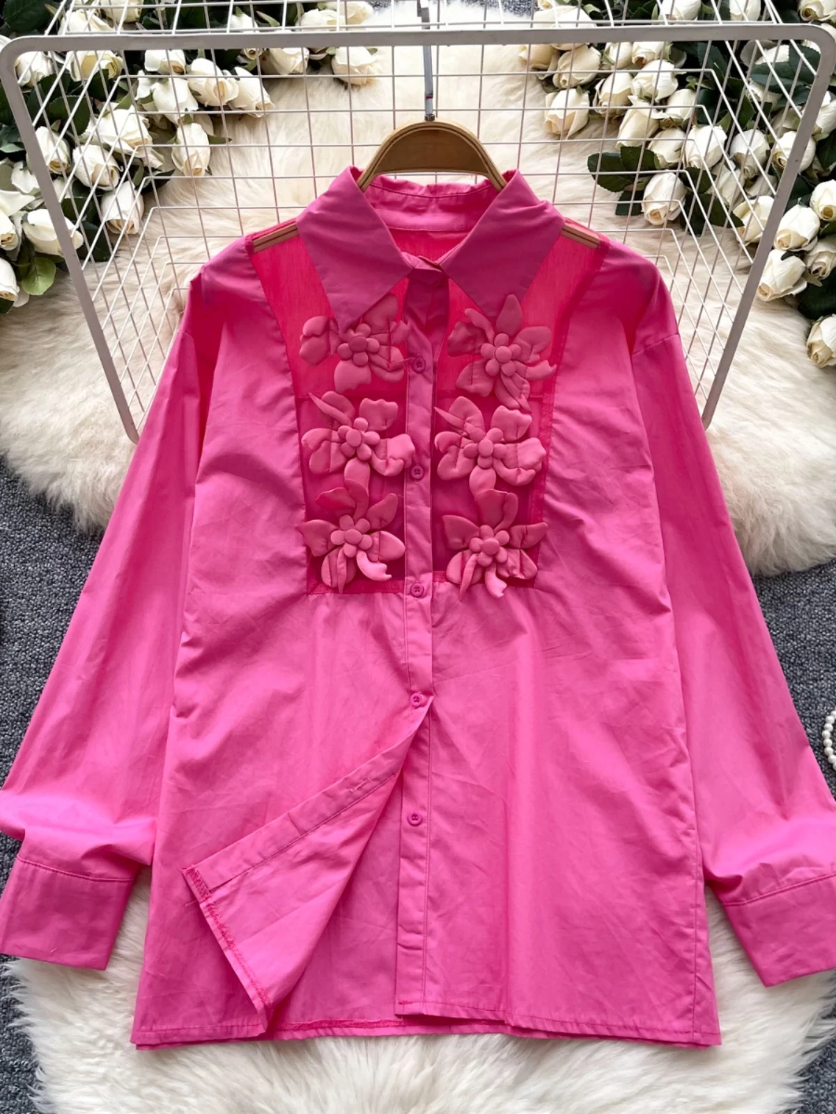Elegant Floral Print Women's Shirt Single Button Turn-down Collar Slimming Age-defying Top for Autumn Season Korean Style Loo...
Elegant Floral Print Women's Shirt Single Button Turn-down Collar Slimming Age-defying Top for Autumn Season Korean Style Loo...