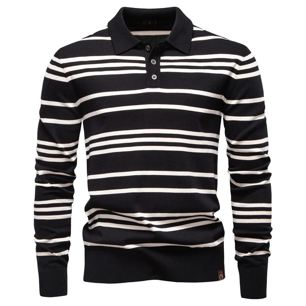 2025 New Turn-Down Collar Knitted Long Sleeve Pullovers Autumn Casual Striped Polo Sweaters for Men Male Social Business Sweater
2025 New Turn-Down Collar Knitted Long Sleeve Pullovers Autumn Casual Striped Polo Sweaters for Men Male Social Business Sweater