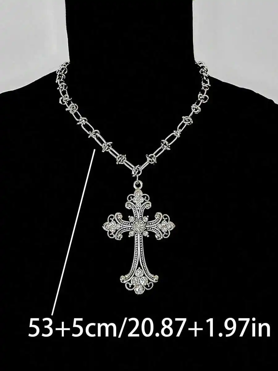 Knotted Thorn Chain Rhinestone Cross Pendant Necklace Gothic Style Fashion Jewelry For Women
Knotted Thorn Chain Rhinestone Cross Pendant Necklace Gothic Style Fashion Jewelry For Women