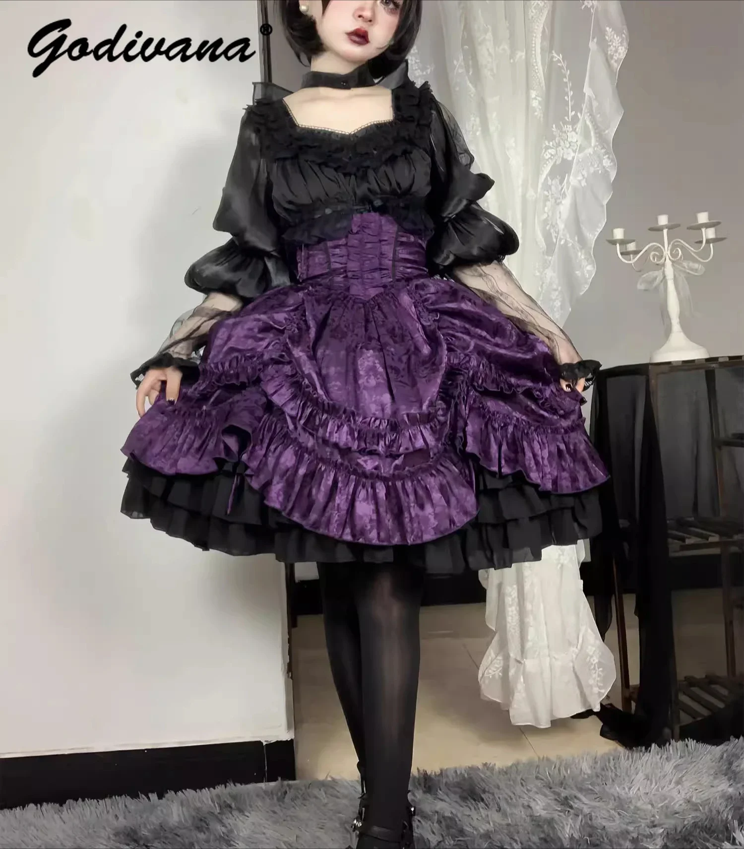 Original Gothic Lolita Halloween High Waist SK Women's Skirt Spring and Autumn Retro Purple and Black Pleated Cake Skirts
Original Gothic Lolita Halloween High Waist SK Women's Skirt Spring and Autumn Retro Purple and Black Pleated Cake Skirts