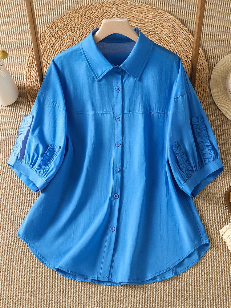 Loose Fit Summer Shirt Women's Large Size Thin Short Sleeve Fashionable Top Breathable Casual Style Korean Brand Inner Wear
Loose Fit Summer Shirt Women's Large Size Thin Short Sleeve Fashionable Top Breathable Casual Style Korean Brand Inner Wear