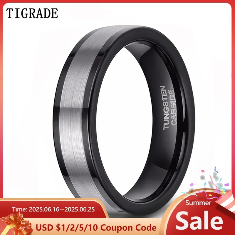 Tigrade Black Silver Color 6mm Tungsten Ring Men Women Wedding Band Fashion Finger Jewelry Party Rings Engraving anel masculino
Tigrade Black Silver Color 6mm Tungsten Ring Men Women Wedding Band Fashion Finger Jewelry Party Rings Engraving anel masculino