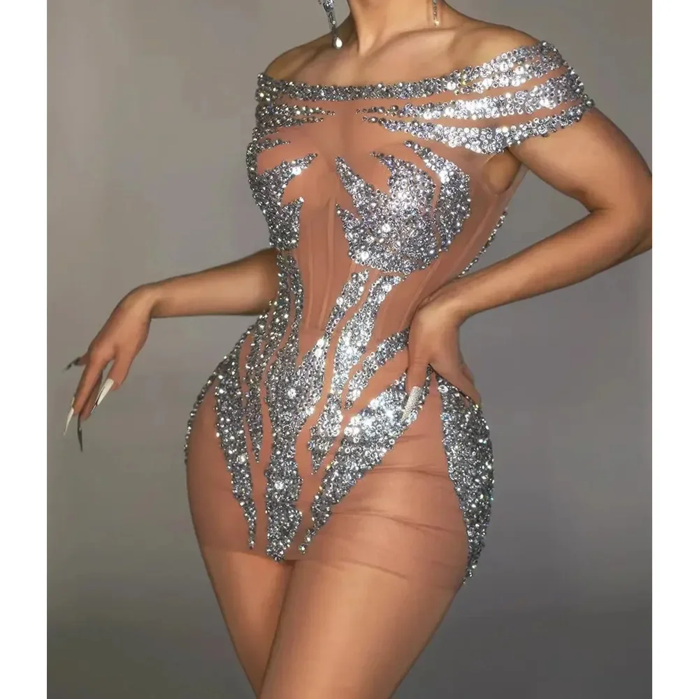 Sexy Nightclub Bar Performance Sexy Diamond Bodycon Mini Dress Luxurious Transparent Birthday Celebrate Singer Stage Costume
Sexy Nightclub Bar Performance Sexy Diamond Bodycon Mini Dress Luxurious Transparent Birthday Celebrate Singer Stage Costume