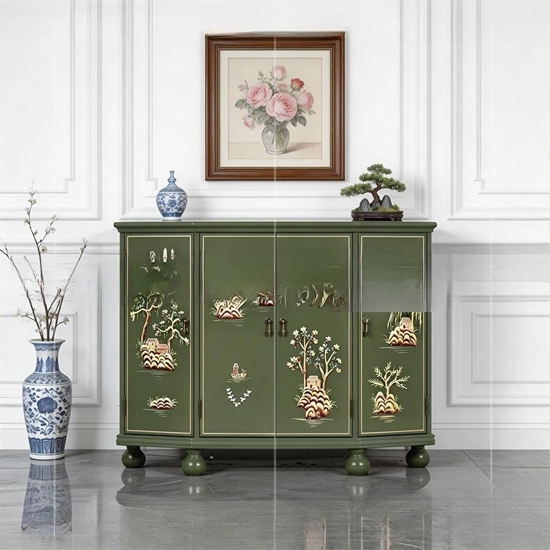 American rural solid wood four-door cabinet, retro and old porch cabinet, living room storage side cabinet, people
American rural solid wood four-door cabinet, retro and old porch cabinet, living room storage side cabinet, people