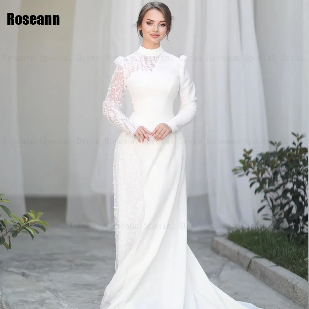 Мусульманское платье трапециевидной формы цвета слоновой кости по индивидуальному заказу, новинка 2025, мусульманское платье трапециевидной формы с высоким воротником и аппликацией, кружевное платье невесты со шлейфом, robe de mariée
Мусульманское платье трапециевидной формы цвета слоновой кости по индивидуальному заказу, новинка 2025, мусульманское платье трапециевидной формы с высоким воротником и аппликацией, кружевное платье невесты со шлейфом, robe de mariée