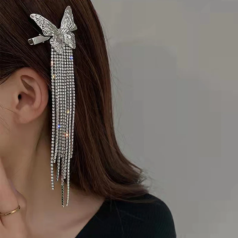 Fashion Butterfly Tassel Side Hairpin Rhinestone Fringe Hair Clip For Girls Silver Metal Hair Clips Bride Hair Accessories
Fashion Butterfly Tassel Side Hairpin Rhinestone Fringe Hair Clip For Girls Silver Metal Hair Clips Bride Hair Accessories