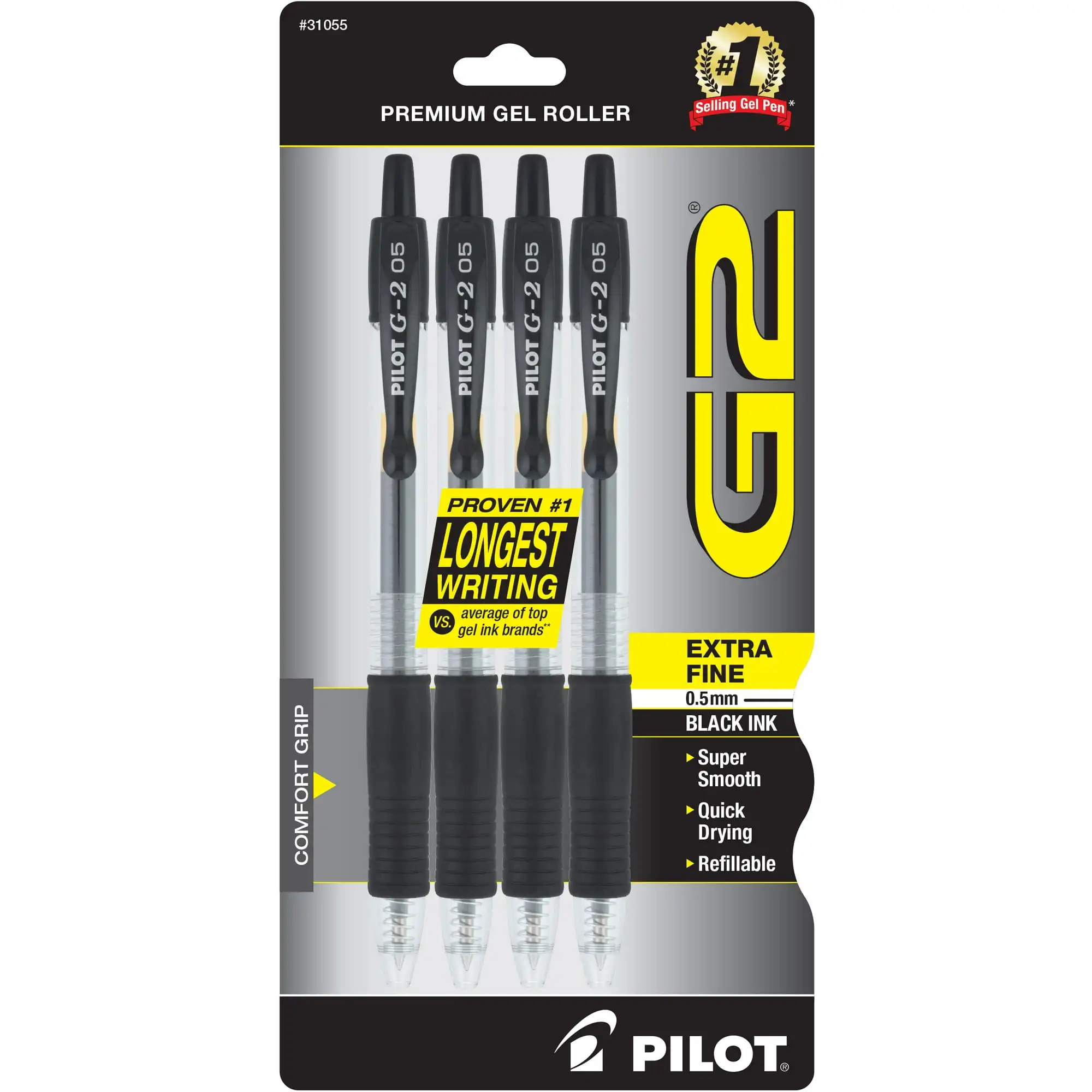 Выдвижные шариковые ручки Pilot G2 Premium с гелевыми чернилами, сверхтонкая точка, черные чернила, 4 шт.
Выдвижные шариковые ручки Pilot G2 Premium с гелевыми чернилами, сверхтонкая точка, черные чернила, 4 шт.