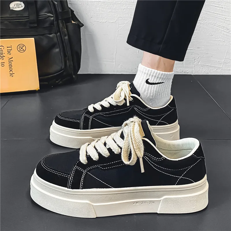 Men's Canvas Skate Shoes Breathable Original Design Summer Low Top round Toe Flat Heel Thick Bottom Black Casual Sports Shoes
Men's Canvas Skate Shoes Breathable Original Design Summer Low Top round Toe Flat Heel Thick Bottom Black Casual Sports Shoes