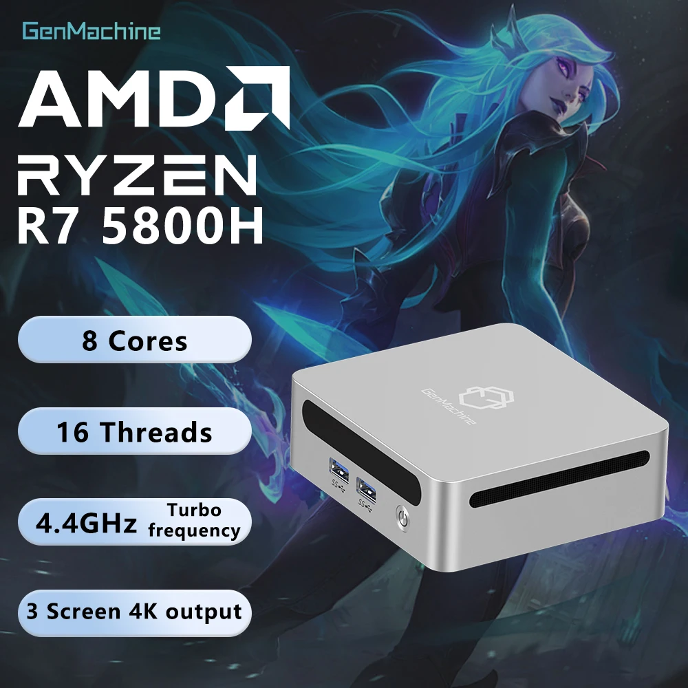 GenMachine AMD Ryzen 7 5800H 8G RAM+256G ROM Windows 11 MINI PC DDR4 WIFI6 RTL8852, BT5.2 Desktop Mini Pc Windows 11 Ryzen
GenMachine AMD Ryzen 7 5800H 8G RAM+256G ROM Windows 11 MINI PC DDR4 WIFI6 RTL8852, BT5.2 Desktop Mini Pc Windows 11 Ryzen