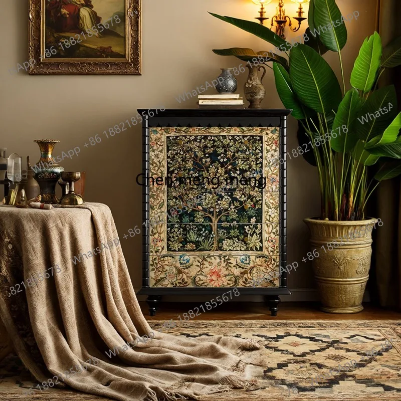 Retro solid wood chest of drawers Bedroom floral print chest of drawers Chinese style, locker
Retro solid wood chest of drawers Bedroom floral print chest of drawers Chinese style, locker