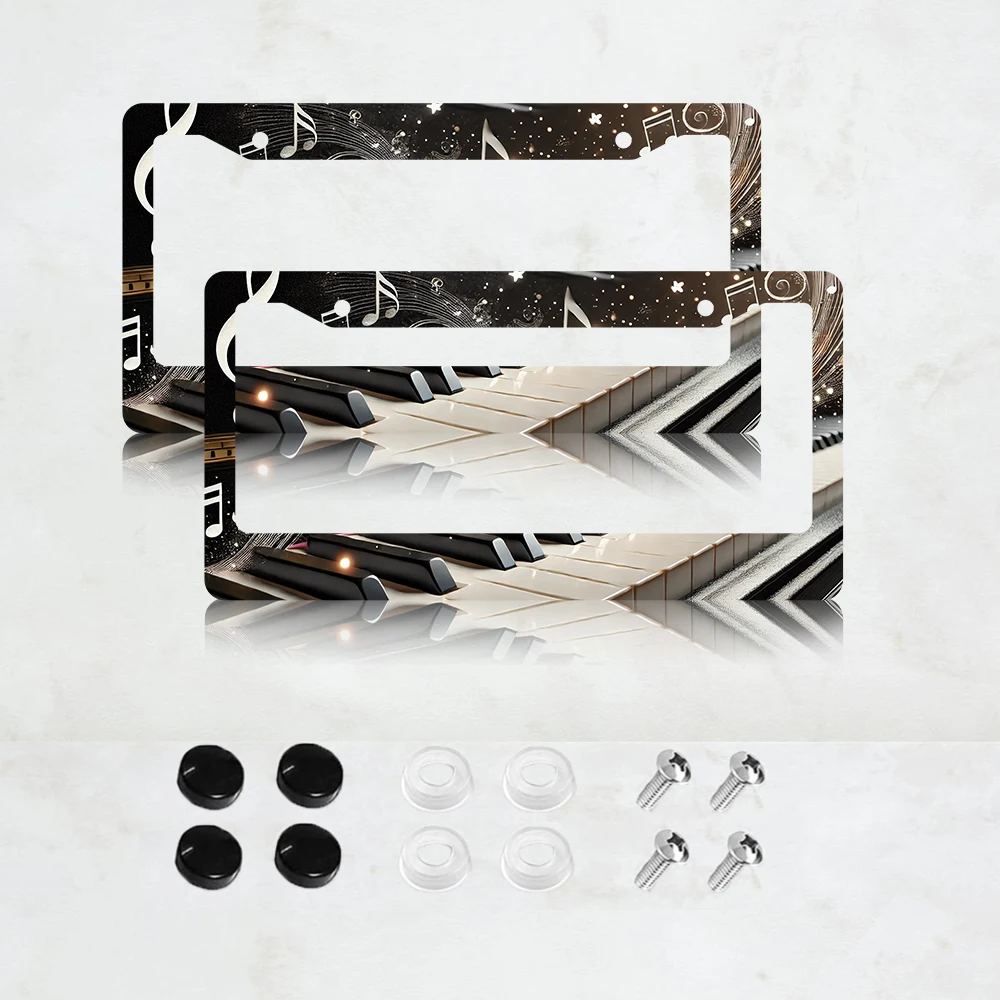 Комплект из 2 алюминиевых рамок для номерных знаков с дизайном «Музыкальные ноты и клавиши пианино», декоративный аксессуар для автомобиля, 2 отверстия и винты
Комплект из 2 алюминиевых рамок для номерных знаков с дизайном «Музыкальные ноты и клавиши пианино», декоративный аксессуар для автомобиля, 2 отверстия и винты