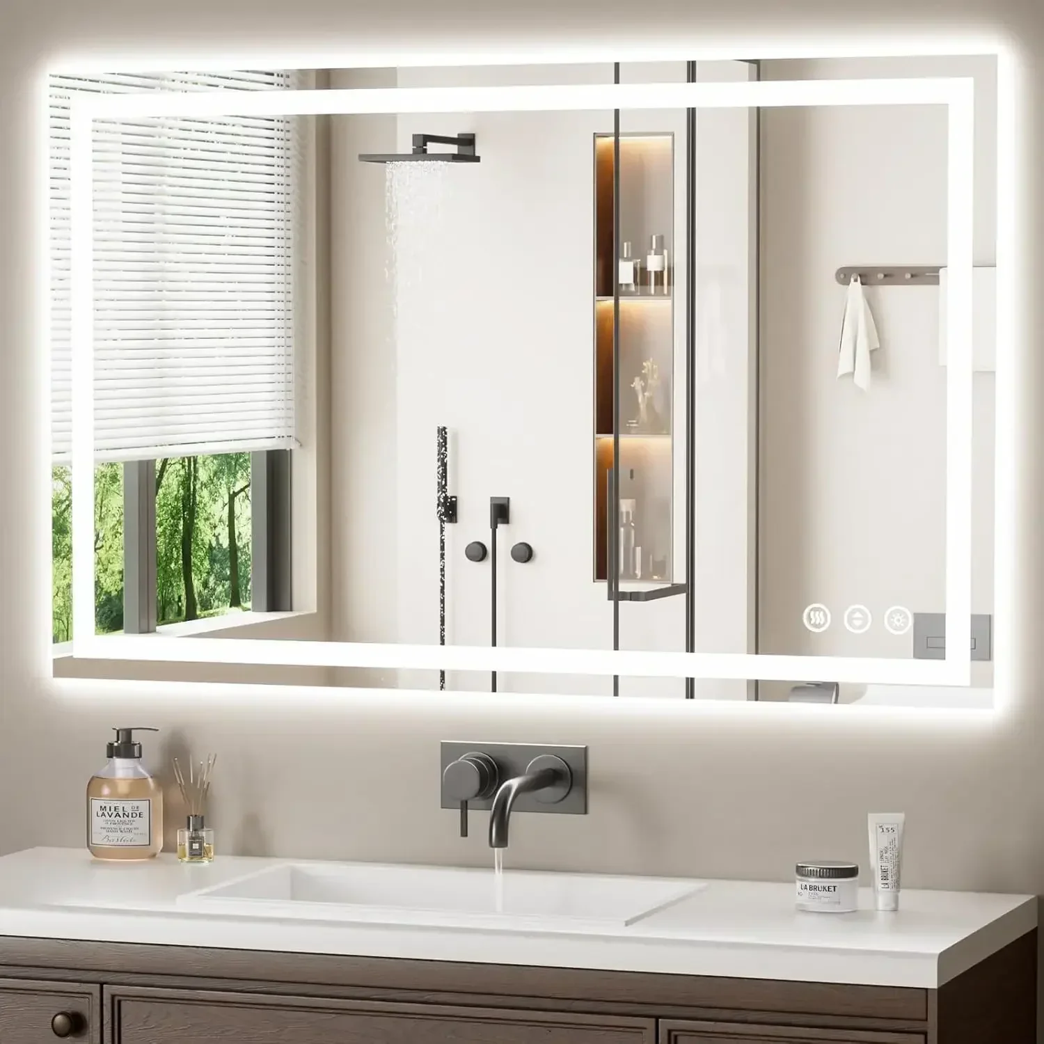 48X30 LED Bathroom Mirror with Lights, Anti-Fog, Backlit + Front Lit, Lighted Bathroom Vanity Mirror for Wall, Memory Function,
48X30 LED Bathroom Mirror with Lights, Anti-Fog, Backlit + Front Lit, Lighted Bathroom Vanity Mirror for Wall, Memory Function,