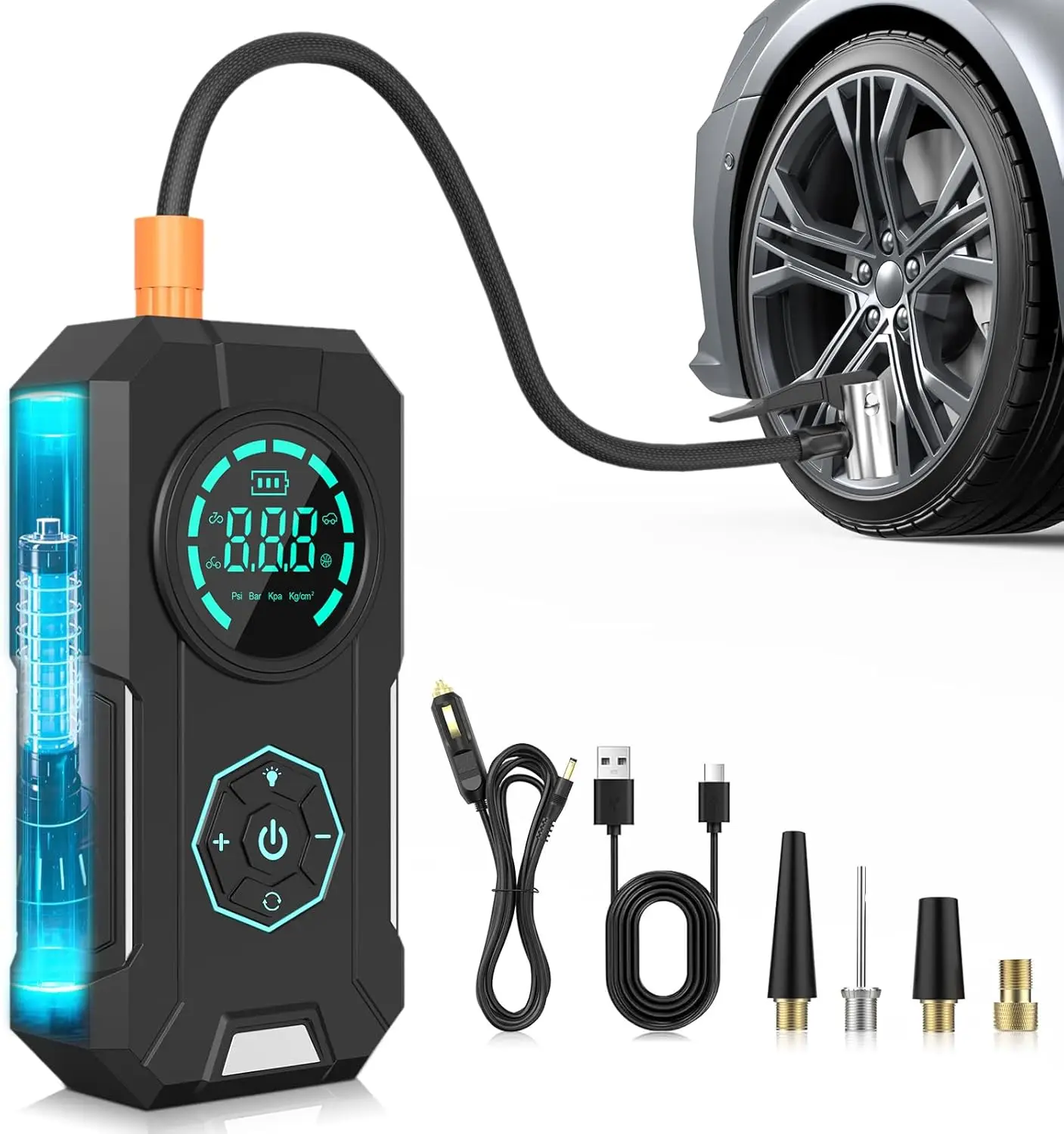 Portable Tire Inflator 5X Faster with 25000mAh Battery, 150PSI Air Compressor for Car, Bike, Motorcycle, Sports Balls
Portable Tire Inflator 5X Faster with 25000mAh Battery, 150PSI Air Compressor for Car, Bike, Motorcycle, Sports Balls