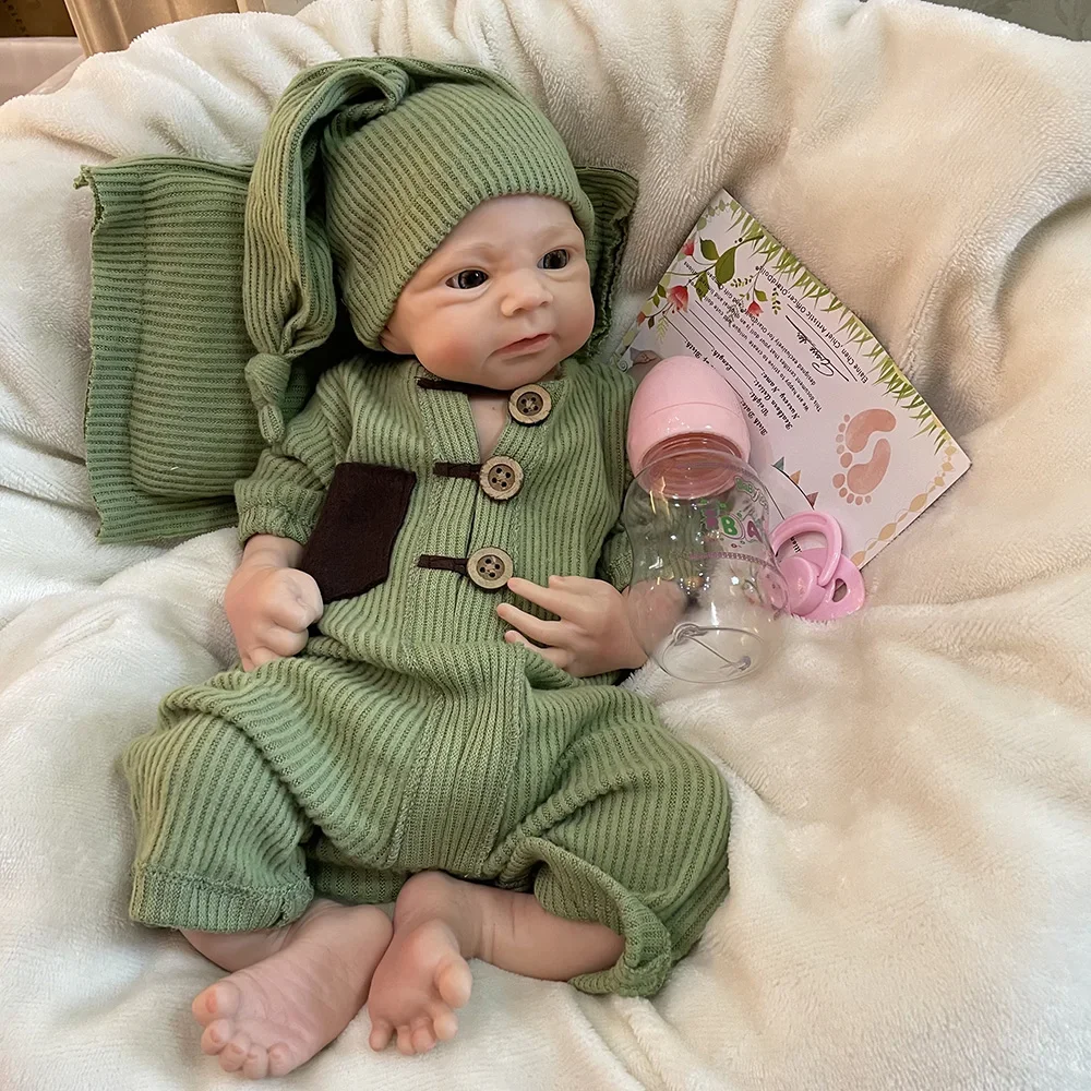 18 Inch Full Body Soft Silicone Reborn Doll Elijah Newborn Baby Girl with Green Hat Set For Birthday Gift
18 Inch Full Body Soft Silicone Reborn Doll Elijah Newborn Baby Girl with Green Hat Set For Birthday Gift
