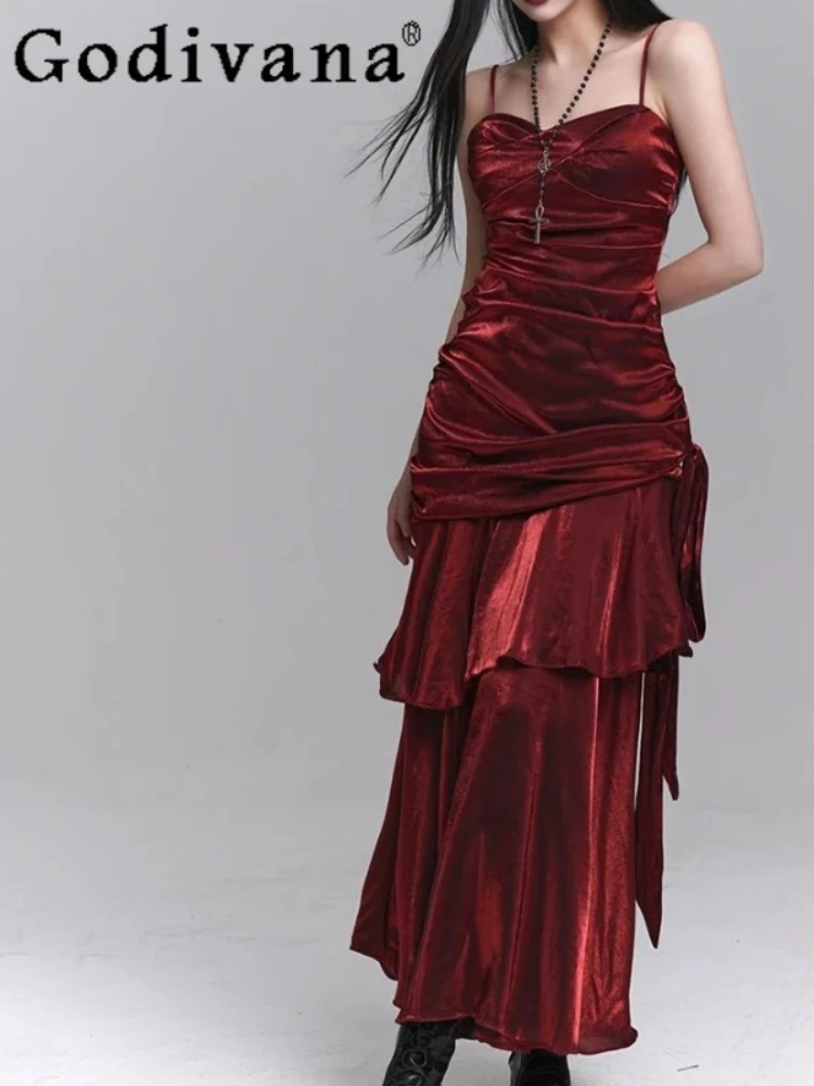 Elegant Dark Red Street Square Collar Ruffles Suspender Dress Girl 2025 Spring Summer New Concert Party Lace-up Long Dresses
Elegant Dark Red Street Square Collar Ruffles Suspender Dress Girl 2025 Spring Summer New Concert Party Lace-up Long Dresses