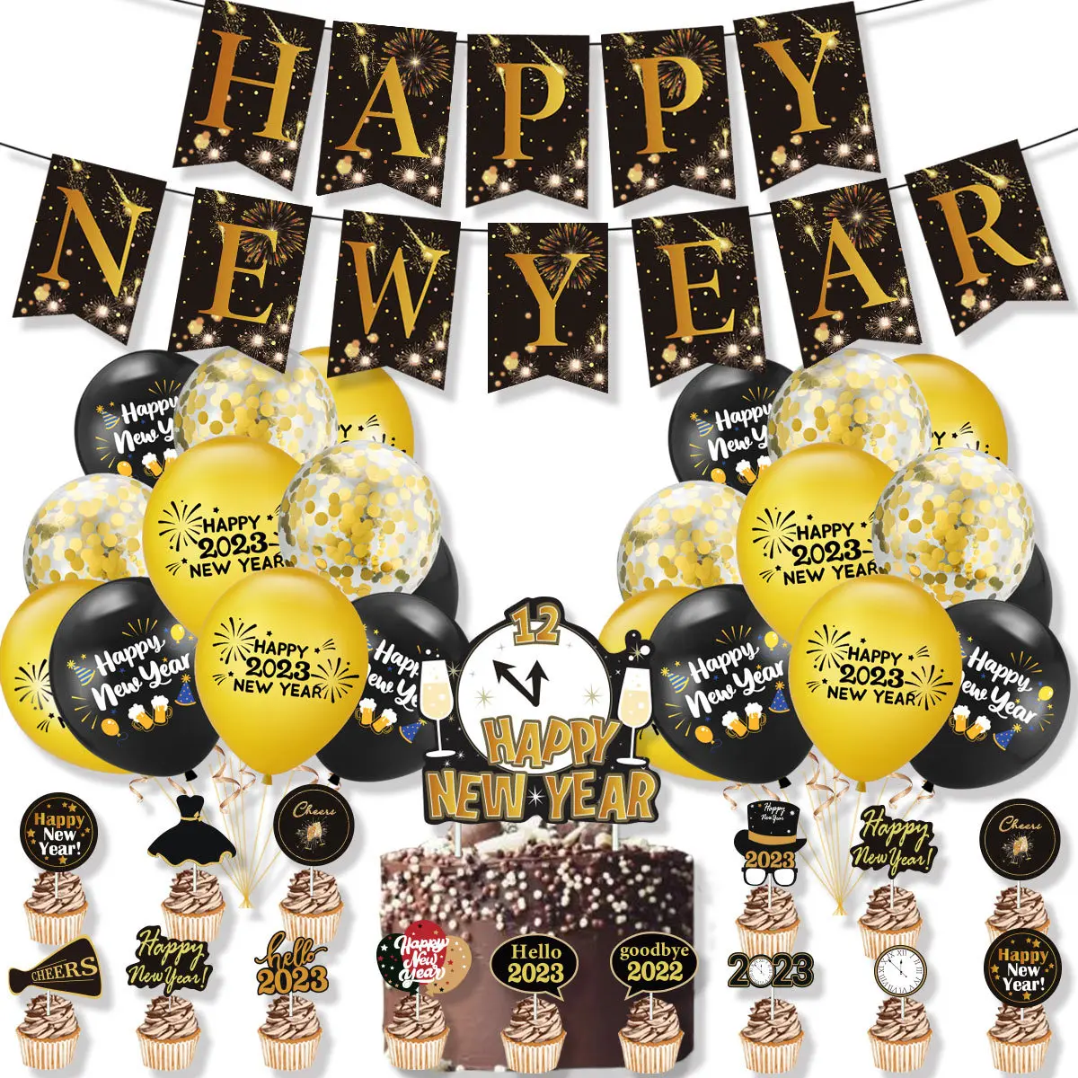 HappyNewYear Theme Party Decoration Cake Insert Card Balloon Set Banner Balloon Decoration Pull Flag
HappyNewYear Theme Party Decoration Cake Insert Card Balloon Set Banner Balloon Decoration Pull Flag