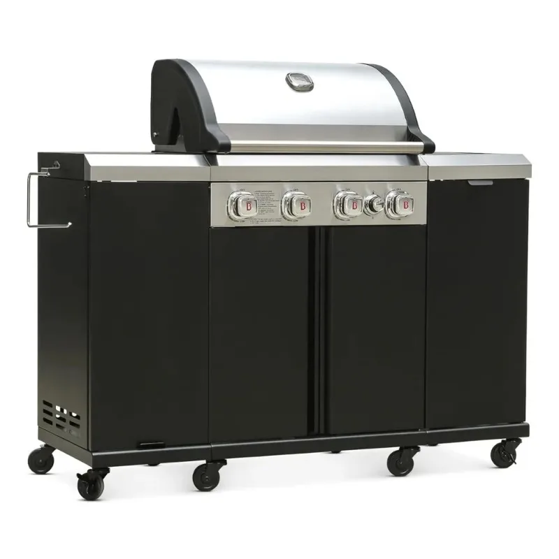 4-Burner Gas Outdoor Grill Island 44000 BTU Stainless Steel BBQ Storage Cabinet Fold-out Prep Table LPG/NG Convertible, Custom
4-Burner Gas Outdoor Grill Island 44000 BTU Stainless Steel BBQ Storage Cabinet Fold-out Prep Table LPG/NG Convertible, Custom